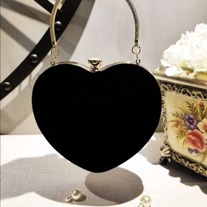 Black Velvet Heart Clutch